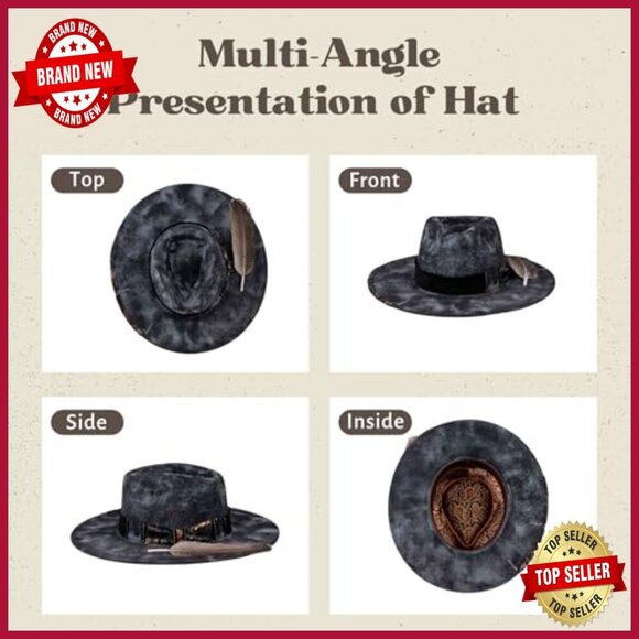 Vintage Wide Brim Wool Fedora Hat Handmade Distressed Rancher Style main image 4
